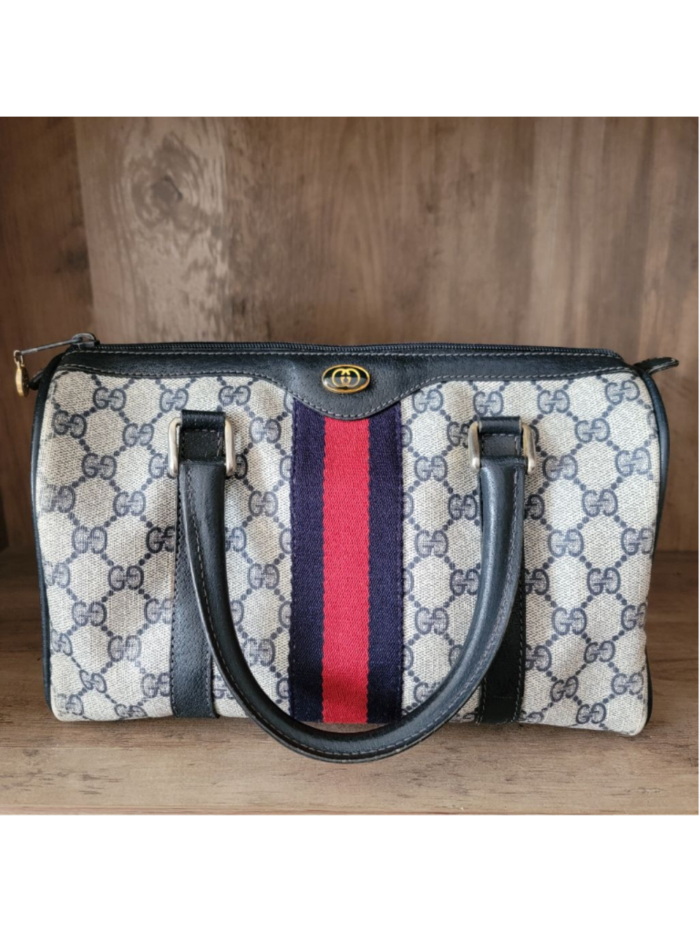 Vintage Gucci Accessory Collection 80s Boston Bag Monogram Leather Purse